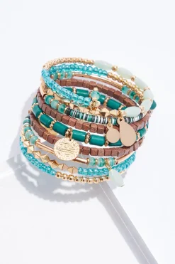 Mixed Bead Statement Coil Bracelet