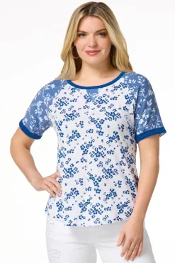 Mixed Blue Floral Top