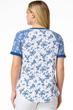 Mixed Blue Floral Top