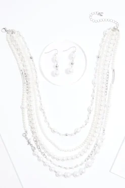 Mixed Pearl Layered Necklace Set