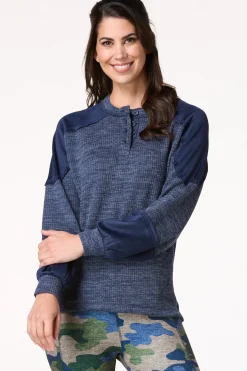 Mixed Waffle Henley Top