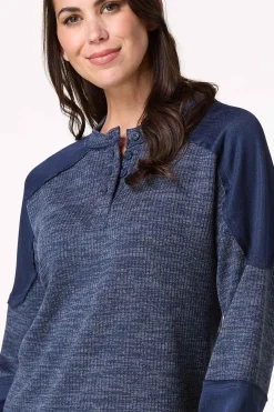 Mixed Waffle Henley Top