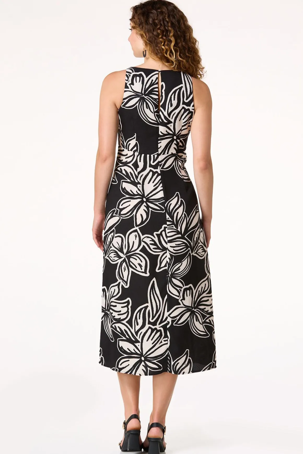 Modern Floral Midi Dress
