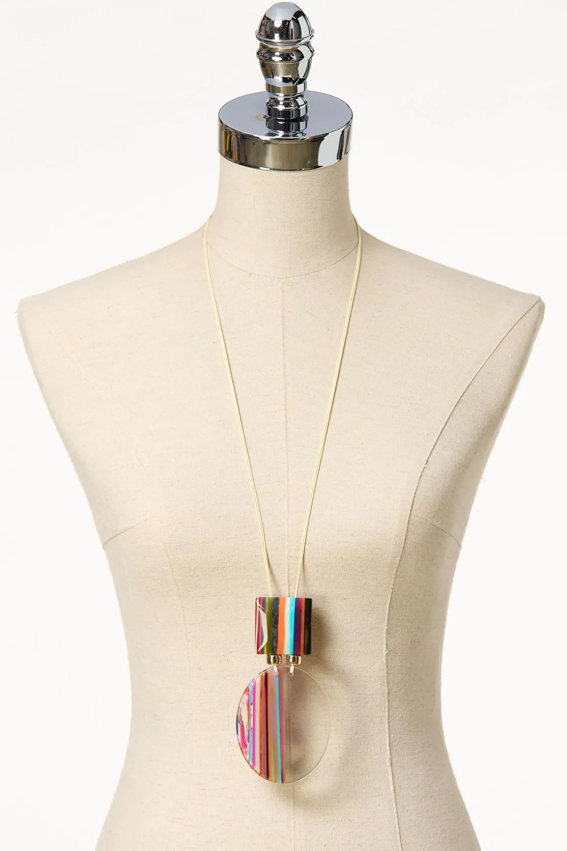 Multi Color Lucite Pull- String Necklace