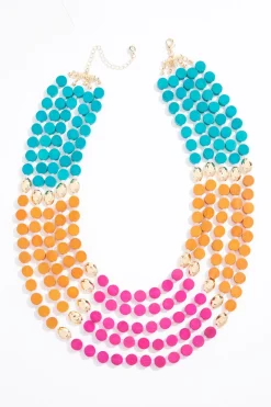 Multi Color Wood Layered Necklace