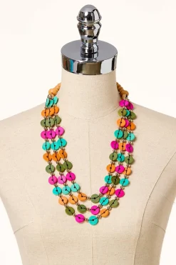 Multi Color Wood Necklace Set