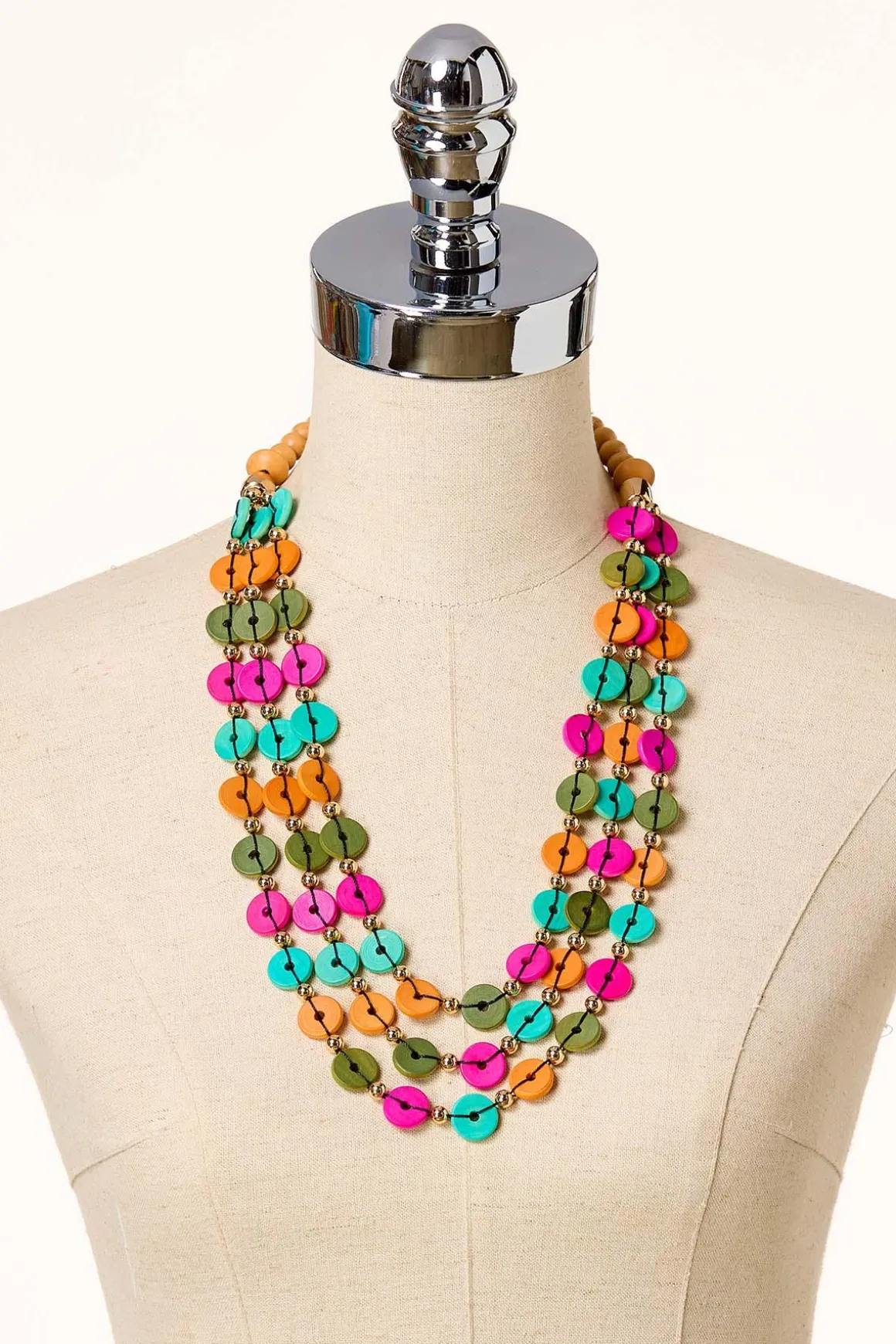Multi Color Wood Necklace Set