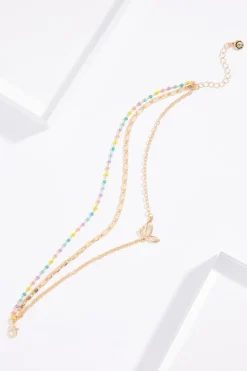 Multi Row Beaded Butterfly Anklet