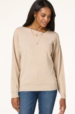 Natural Asymmetrical V- Neck Sweater