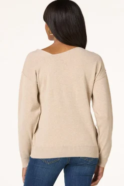 Natural Asymmetrical V- Neck Sweater