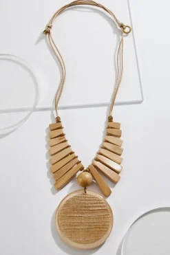 Natural Wood Adjustable Pendant Necklace