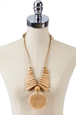 Natural Wood Adjustable Pendant Necklace