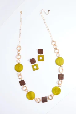 Natural Wood Necklace Set