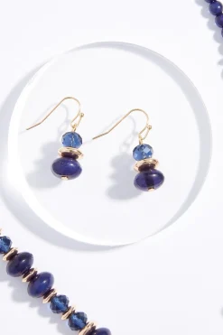 Navy Bead Ring Pendant Necklace Set