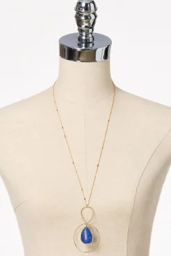 Navy Tear Pendant Necklace Set