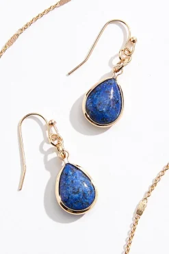 Navy Tear Pendant Necklace Set