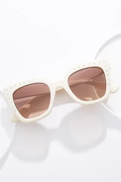 Neutral Embellished Sunglasses
