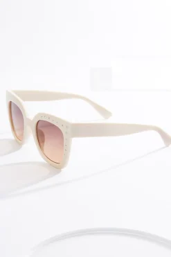 Neutral Embellished Sunglasses