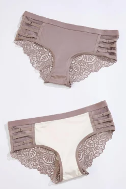 Neutral Lace Hipster Panty Set
