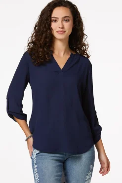 Notched V- Neck Top