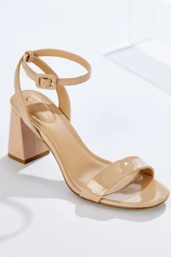 Nude Patent Ankle Strap Sandals