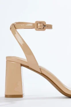 Nude Patent Ankle Strap Sandals