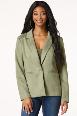 Olive Faux Suede Blazer