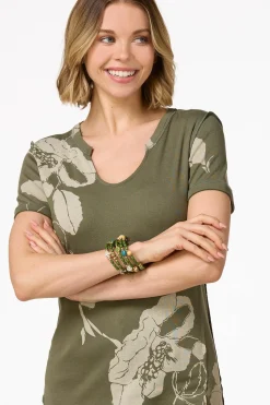 Olive Floral Top