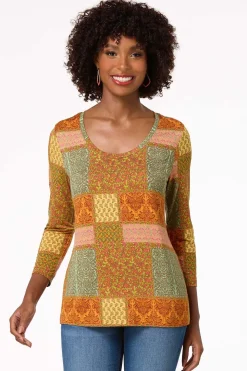 Olive Patchwork Top