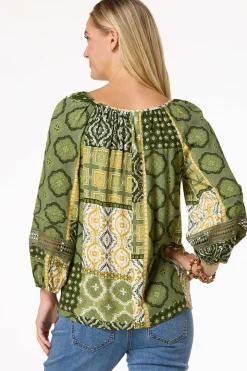 Olive Patchwork Top
