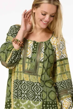 Olive Patchwork Top