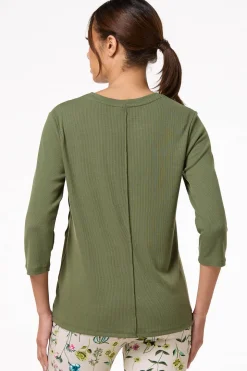 Olive Seamed Top