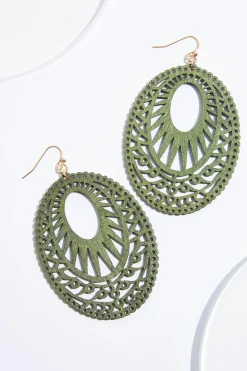 Olive Wood Cutout Earrings