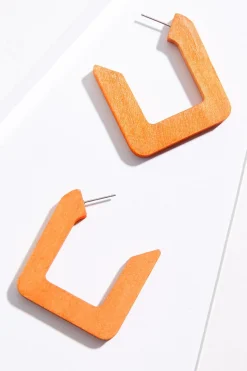 Open Square Wood Earrings