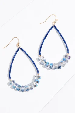 Open Tear Blue Bead Earrings