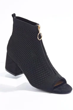 Open Toe Front Zip Booties