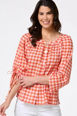 Orange Check Top