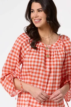 Orange Check Top