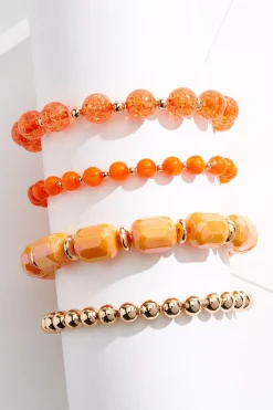 Orange Gold Stretch Bracelet Set