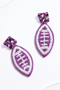 Orange Seed Bead Football Earrings