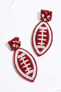 Orange Seed Bead Football Earrings