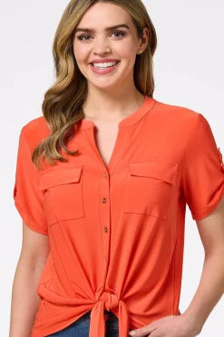 Orange Tie Front Top