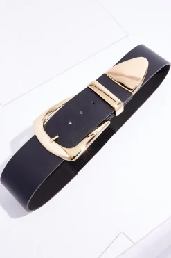Oversized Buckle Black Belt