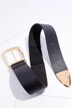 Oversized Buckle Black Belt