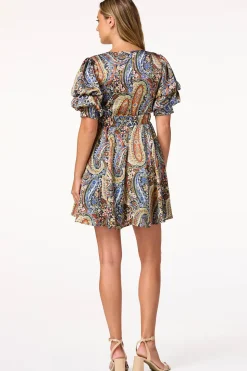 Paisley Bubble Sleeve Dress