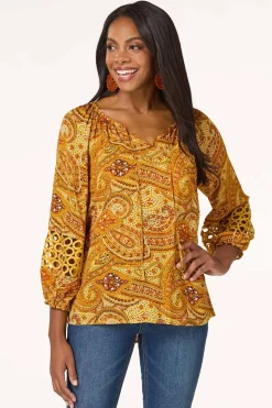 Paisley Crochet Trim Top