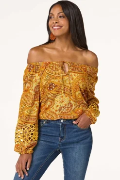 Paisley Crochet Trim Top