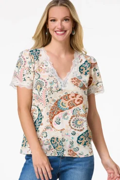 Paisley Lace Trim Top