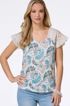 Paisley Ruffled Sleeve Top