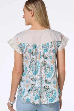 Paisley Ruffled Sleeve Top